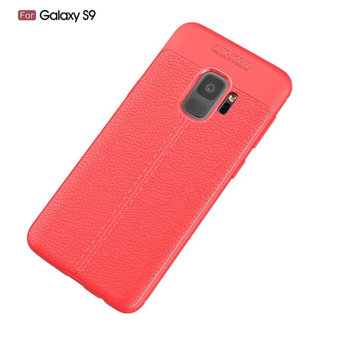Samsung Galaxy S9 Hülle - TPU Softcase - mit Litchitextur - rot