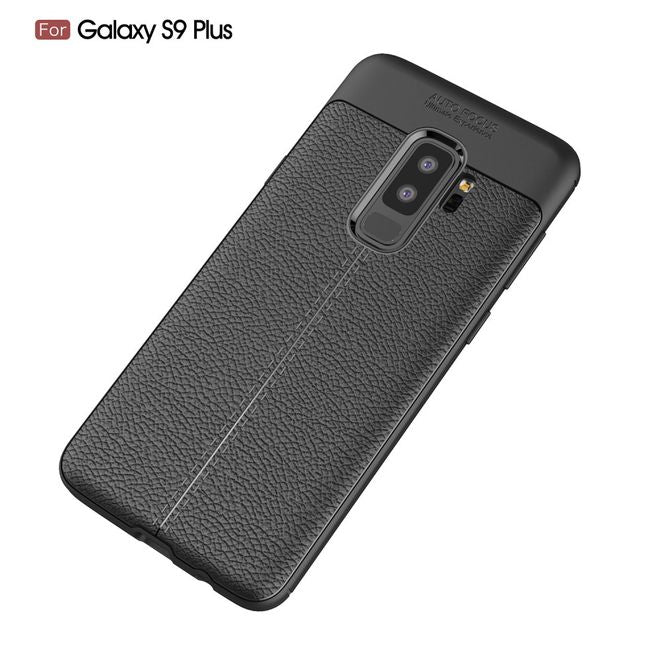 Samsung Galaxy S9 Plus Hülle - TPU Softcase - mit Litchitextur - schwarz