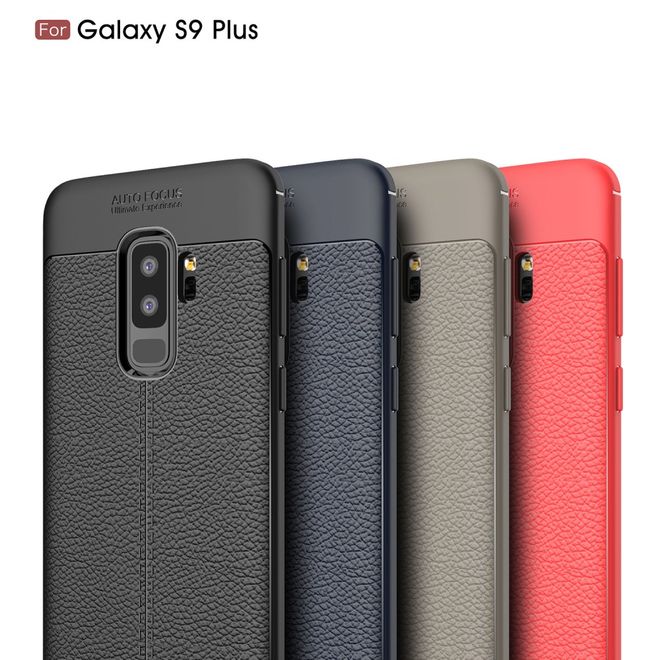 Samsung Galaxy S9 Plus Hülle - TPU Softcase - mit Litchitextur - schwarz