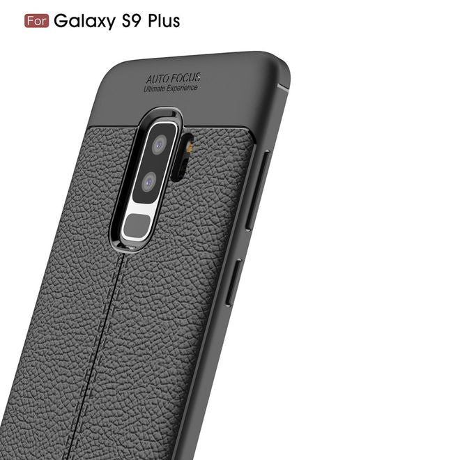 Samsung Galaxy S9 Plus Hülle - TPU Softcase - mit Litchitextur - schwarz