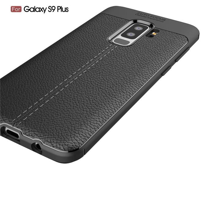 Samsung Galaxy S9 Plus Hülle - TPU Softcase - mit Litchitextur - schwarz