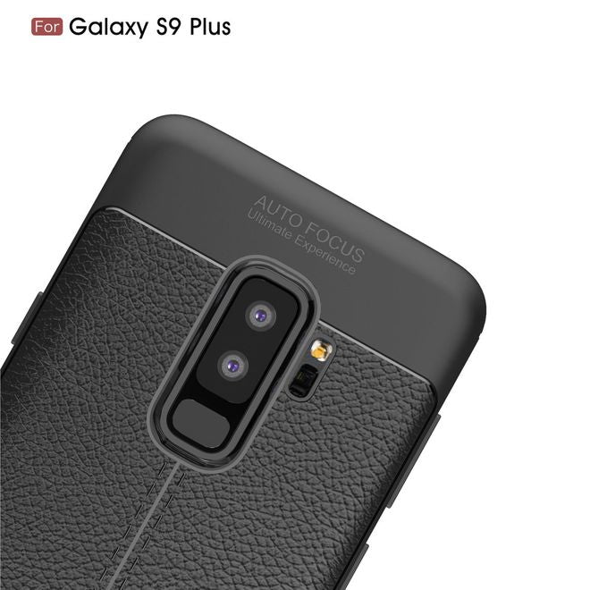 Samsung Galaxy S9 Plus Hülle - TPU Softcase - mit Litchitextur - schwarz