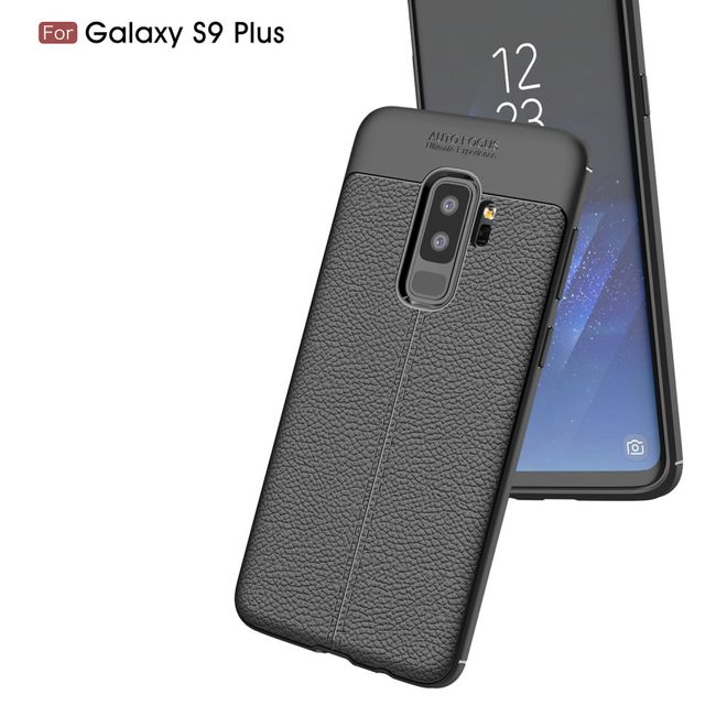 Samsung Galaxy S9 Plus Hülle - TPU Softcase - mit Litchitextur - schwarz