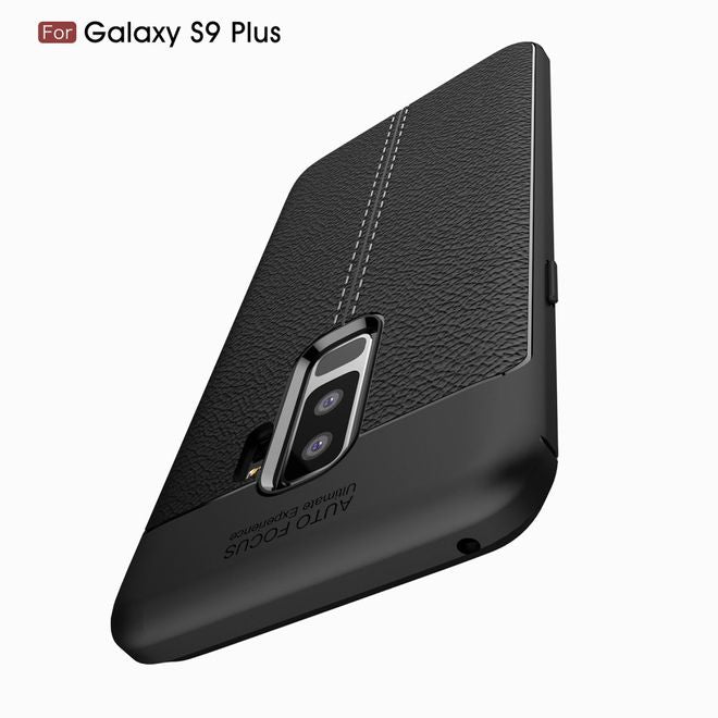 Samsung Galaxy S9 Plus Hülle - TPU Softcase - mit Litchitextur - schwarz