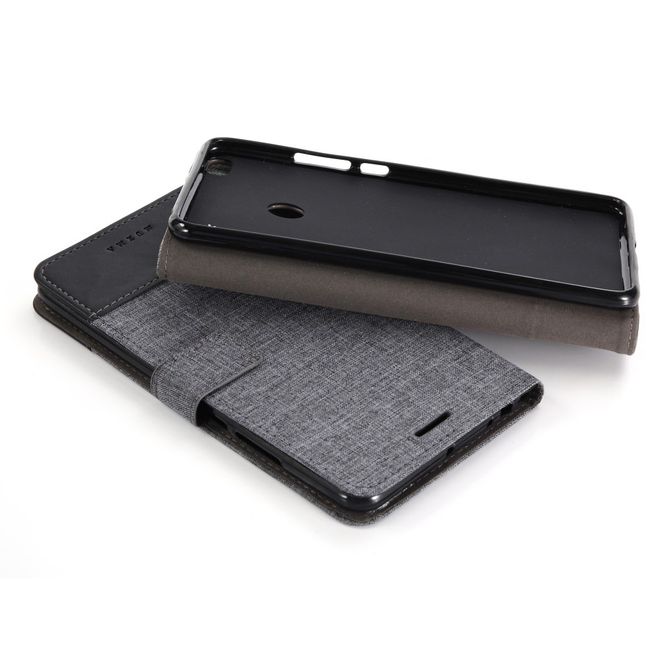 Muxma - Xiaomi Mi Max 2 Handy Hülle - zweifarbiges Bookcover - mit Standfunktion - schwarz