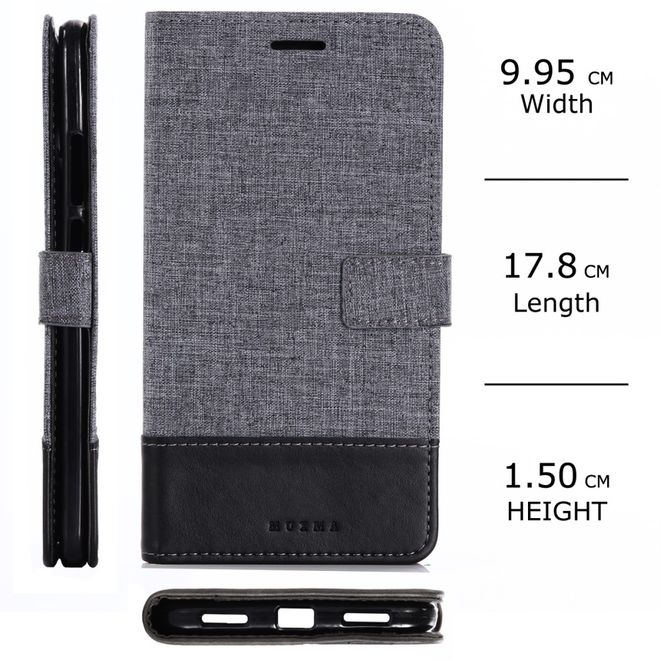 Muxma - Xiaomi Mi Max 2 Handy Hülle - zweifarbiges Bookcover - mit Standfunktion - schwarz