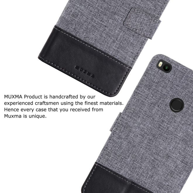 Muxma - Xiaomi Mi Max 2 Handy Hülle - zweifarbiges Bookcover - mit Standfunktion - schwarz