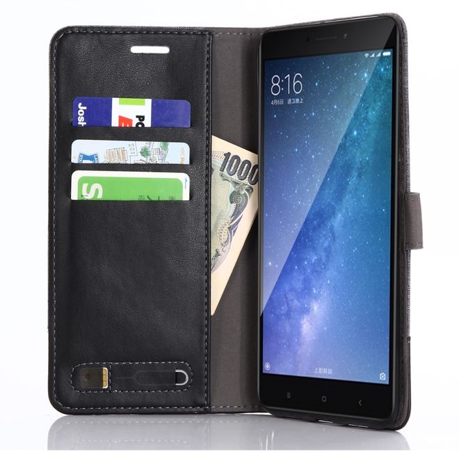 Muxma - Xiaomi Mi Max 2 Handy Hülle - zweifarbiges Bookcover - mit Standfunktion - schwarz