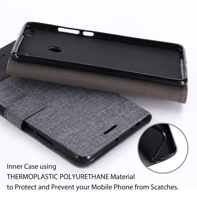 Muxma - Xiaomi Mi Max 2 Handy Hülle - zweifarbiges Bookcover - mit Standfunktion - schwarz