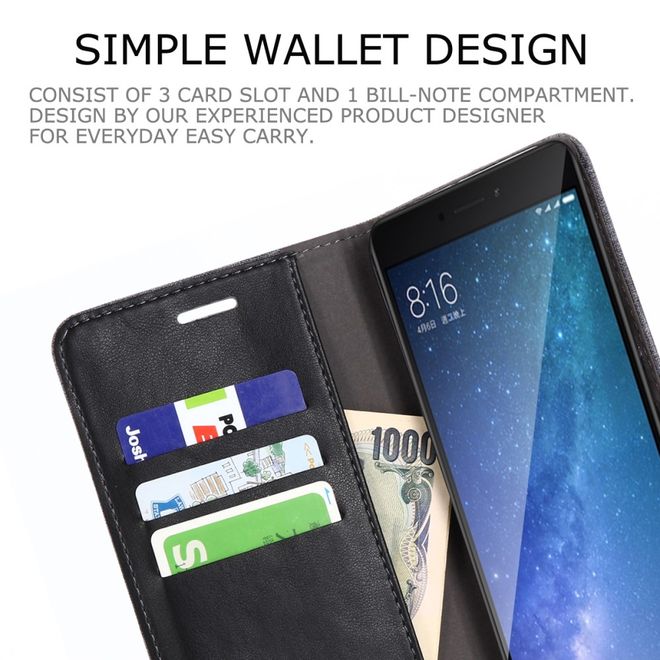 Muxma - Xiaomi Mi Max 2 Handy Hülle - zweifarbiges Bookcover - mit Standfunktion - schwarz