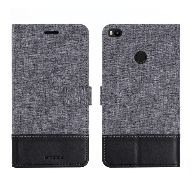Muxma - Xiaomi Mi Max 2 Handy Hülle - zweifarbiges Bookcover - mit Standfunktion - schwarz