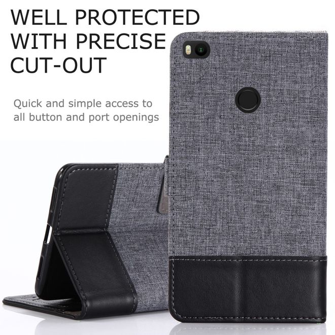 Muxma - Xiaomi Mi Max 2 Handy Hülle - zweifarbiges Bookcover - mit Standfunktion - schwarz