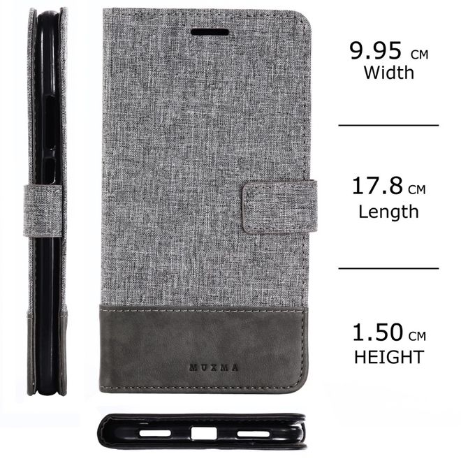 Muxma - Xiaomi Mi Max 2 Handy Hülle - zweifarbiges Bookcover - mit Standfunktion - grau