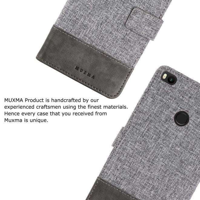 Muxma - Xiaomi Mi Max 2 Handy Hülle - zweifarbiges Bookcover - mit Standfunktion - grau