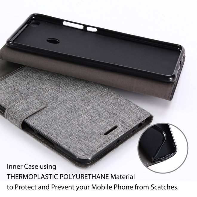 Muxma - Xiaomi Mi Max 2 Handy Hülle - zweifarbiges Bookcover - mit Standfunktion - grau