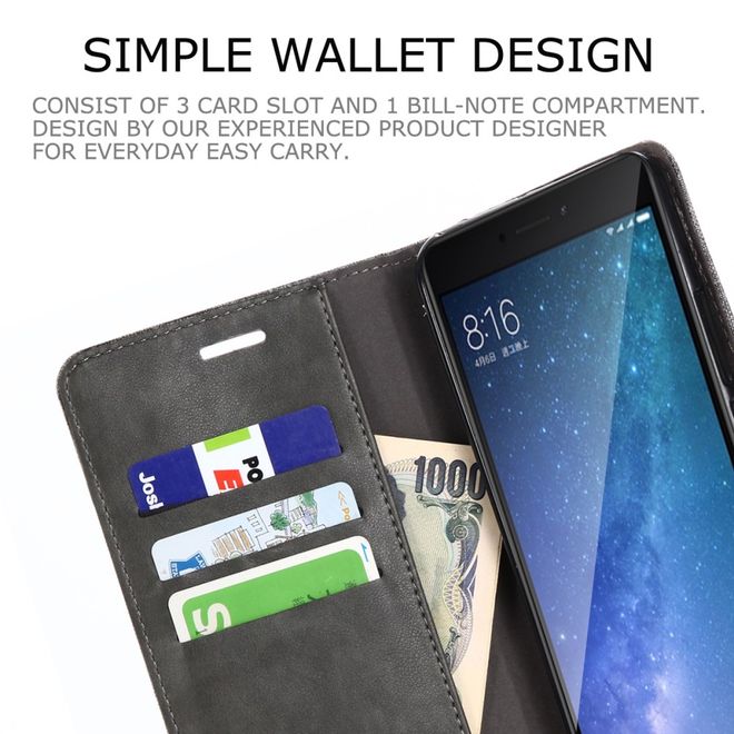 Muxma - Xiaomi Mi Max 2 Handy Hülle - zweifarbiges Bookcover - mit Standfunktion - grau