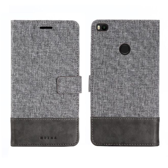 Muxma - Xiaomi Mi Max 2 Handy Hülle - zweifarbiges Bookcover - mit Standfunktion - grau