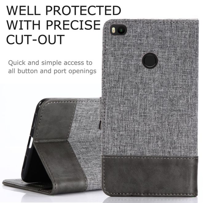 Muxma - Xiaomi Mi Max 2 Handy Hülle - zweifarbiges Bookcover - mit Standfunktion - grau