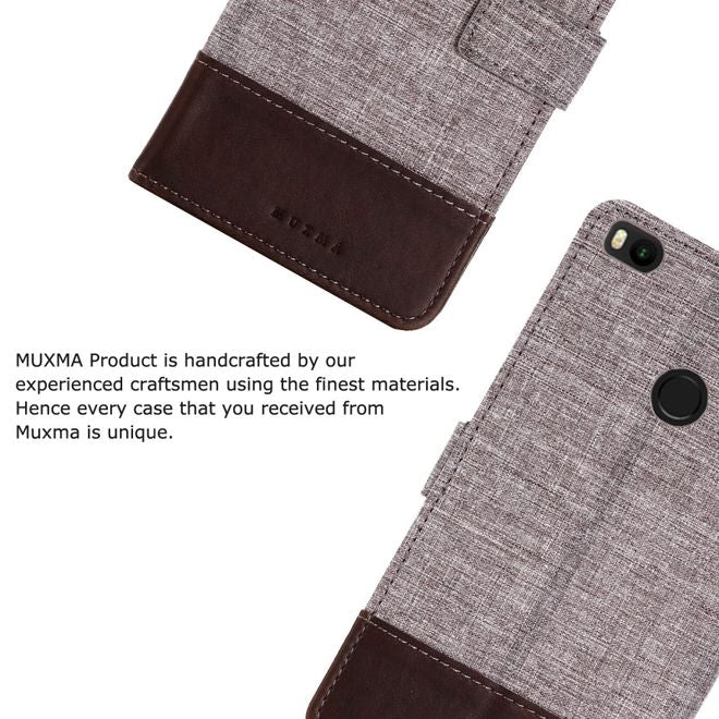 Muxma - Xiaomi Mi Max 2 Handy Hülle - zweifarbiges Bookcover - mit Standfunktion - braun