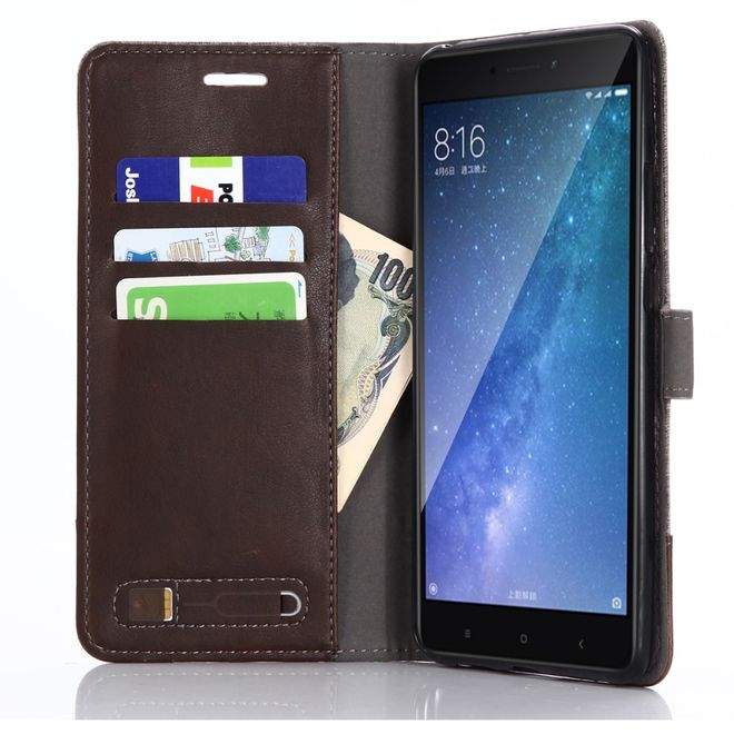 Muxma - Xiaomi Mi Max 2 Handy Hülle - zweifarbiges Bookcover - mit Standfunktion - braun