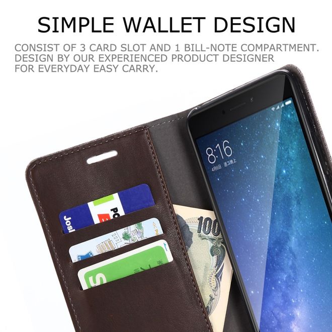 Muxma - Xiaomi Mi Max 2 Handy Hülle - zweifarbiges Bookcover - mit Standfunktion - braun