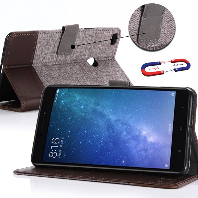 Muxma - Xiaomi Mi Max 2 Handy Hülle - zweifarbiges Bookcover - mit Standfunktion - braun