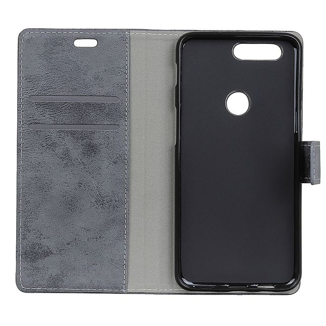 OnePlus 5T Handy Case - Hülle aus Leder - Vintage Style - grau