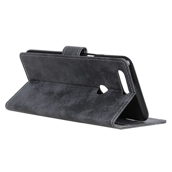 OnePlus 5T Handy Case - Hülle aus Leder - Vintage Style - grau