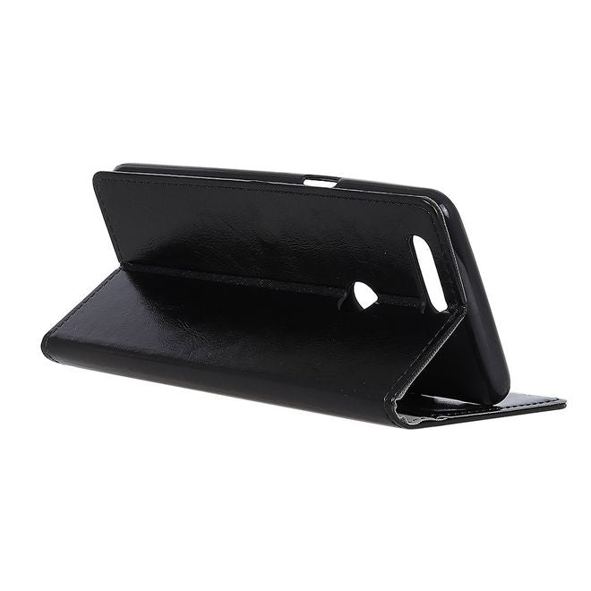 OnePlus 5T Handy Hülle - Crazy Horse Leder Bookcover - schwarz