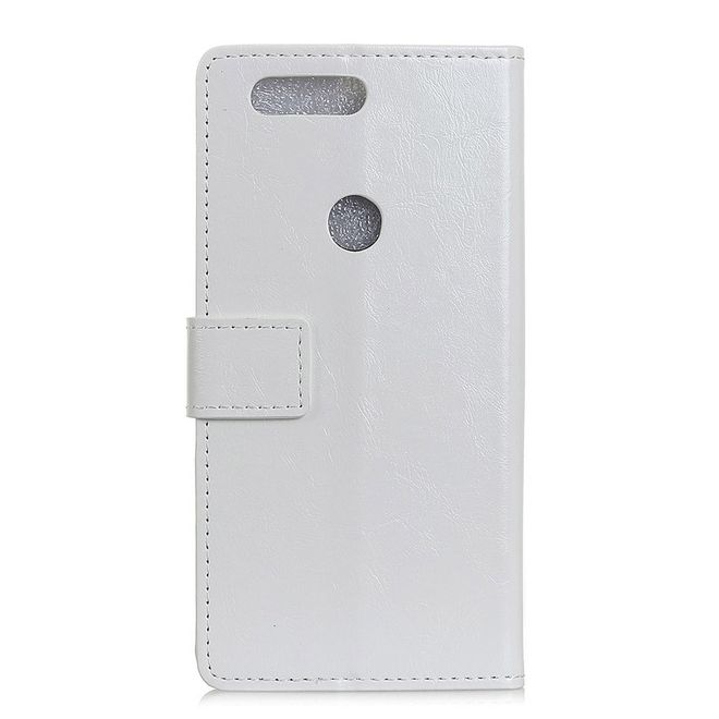 OnePlus 5T Handy Hülle - Crazy Horse Leder Bookcover - weiss
