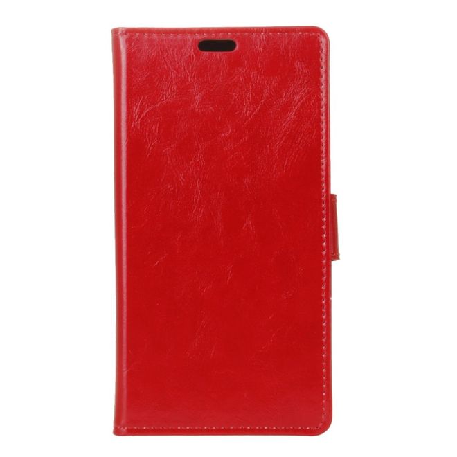 OnePlus 5T Handy Hülle - Crazy Horse Leder Bookcover - rot