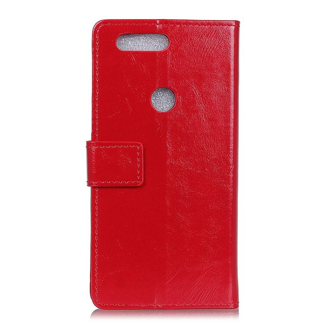 OnePlus 5T Handy Hülle - Crazy Horse Leder Bookcover - rot