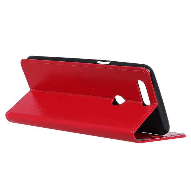 OnePlus 5T Handy Hülle - Crazy Horse Leder Bookcover - rot