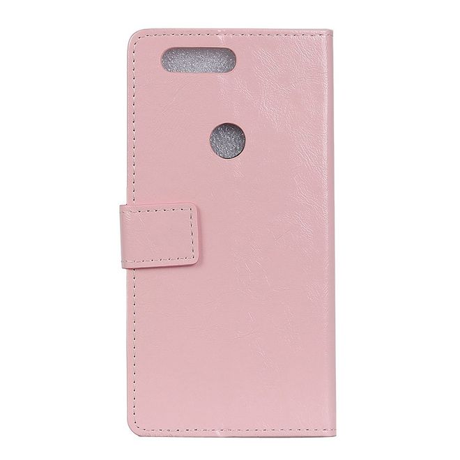 OnePlus 5T Handy Hülle - Crazy Horse Leder Bookcover - pink