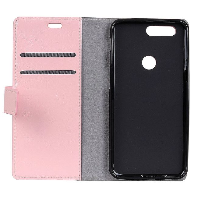 OnePlus 5T Handy Hülle - Crazy Horse Leder Bookcover - pink
