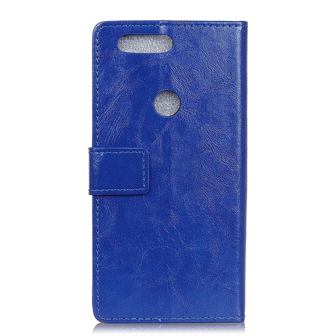 OnePlus 5T Handy Hülle - Crazy Horse Leder Bookcover - blau