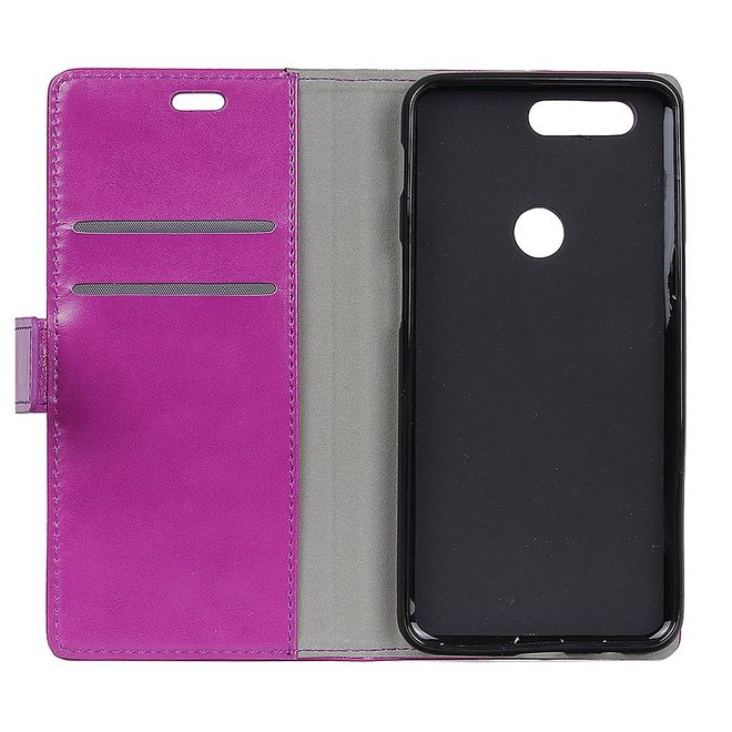 OnePlus 5T Handy Hülle - Crazy Horse Leder Bookcover - purpur