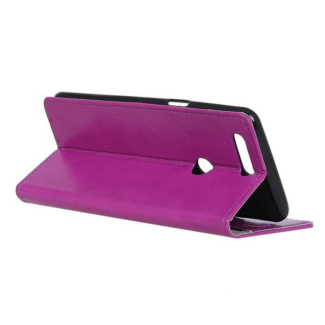 OnePlus 5T Handy Hülle - Crazy Horse Leder Bookcover - purpur