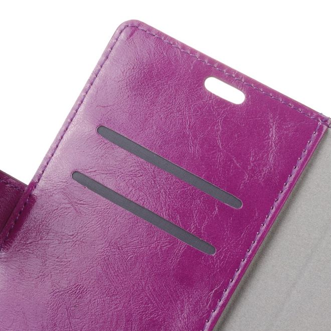 OnePlus 5T Handy Hülle - Crazy Horse Leder Bookcover - purpur