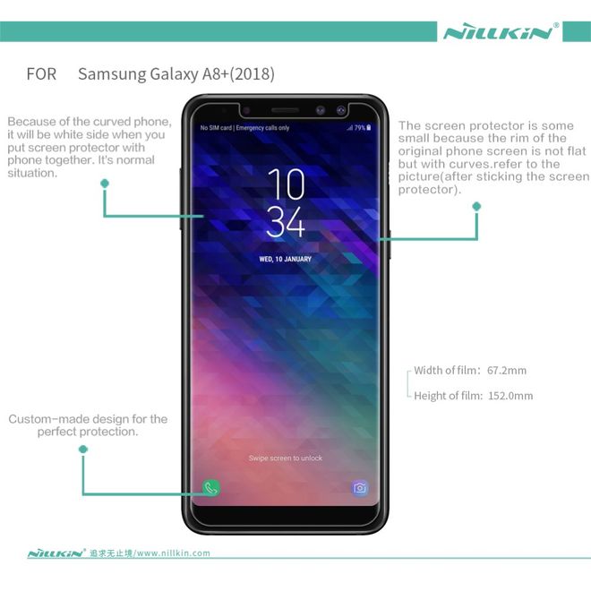 Nillkin - Samsung Galaxy A8+ (2018) Display Schutzfolie - Matt Anti-Glare - Matte Series