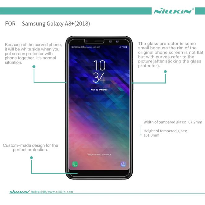 Nillkin - Samsung Galaxy A8+ (2018) Schutzfolie 0,2 mm - Folie aus gehärtetem Glas - H+ PRO Series