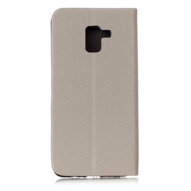 Samsung Galaxy A8+ (2018) Handy Hülle - Bookcover aus Leder - mit Kontrastfarben - beige