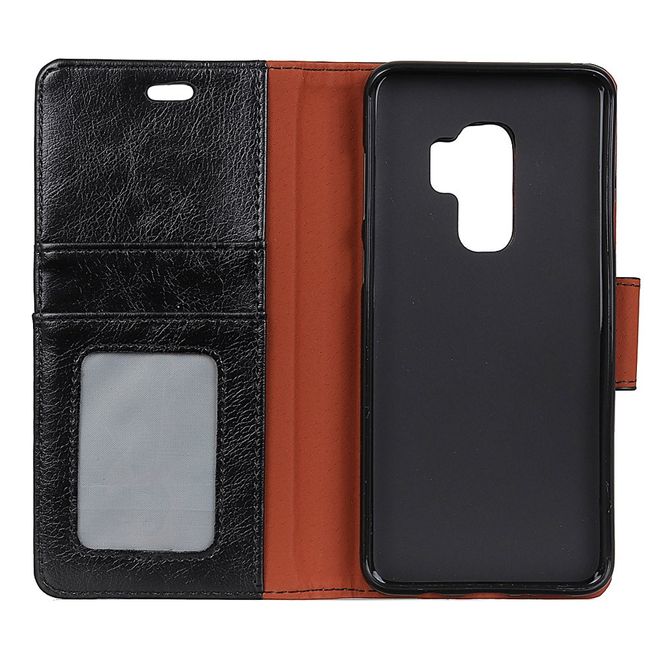 Samsung Galaxy S9 Plus Handyhülle - Cover aus echtem Spaltleder - mit Standfunktion - schwarz