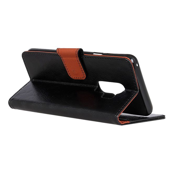 Samsung Galaxy S9 Plus Handyhülle - Cover aus echtem Spaltleder - mit Standfunktion - schwarz