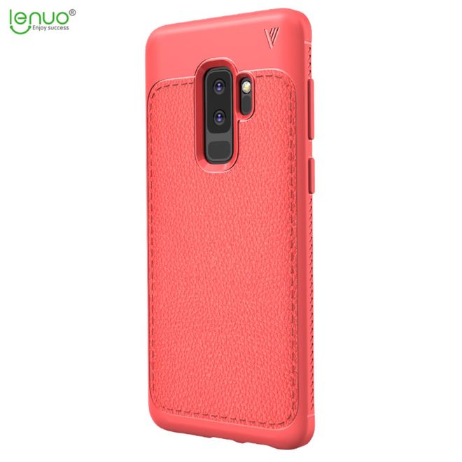 Lenuo - Samsung Galaxy S9 Plus Handy Case - TPU Softcase - mit Litchitextur - Gentlemen Series - rot