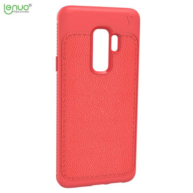 Lenuo - Samsung Galaxy S9 Plus Handy Case - TPU Softcase - mit Litchitextur - Gentlemen Series - rot
