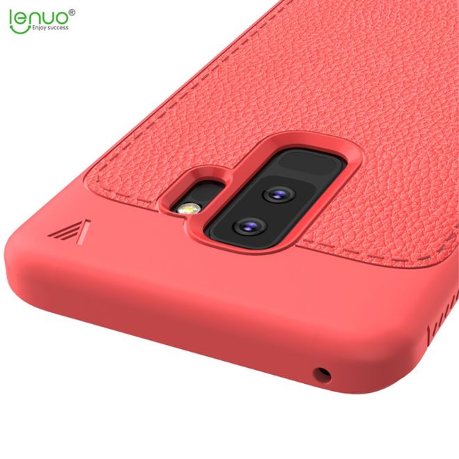 Lenuo - Samsung Galaxy S9 Plus Handy Case - TPU Softcase - mit Litchitextur - Gentlemen Series - rot