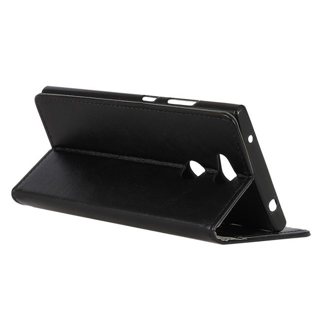 Sony Xperia L2 Handy Hülle - Crazy Horse Leder Case - mit Magnetverschluss und Standfunktion - schwarz