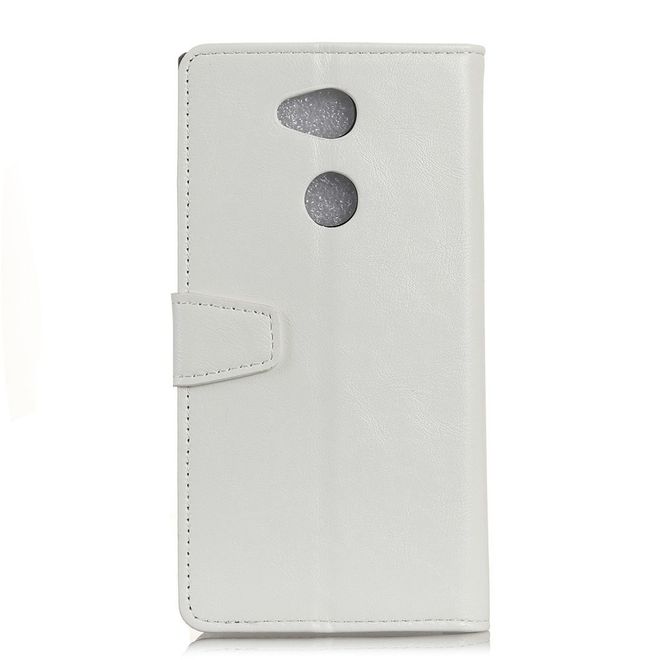 Sony Xperia L2 Handy Hülle - Crazy Horse Leder Case - mit Magnetverschluss und Standfunktion - weiss