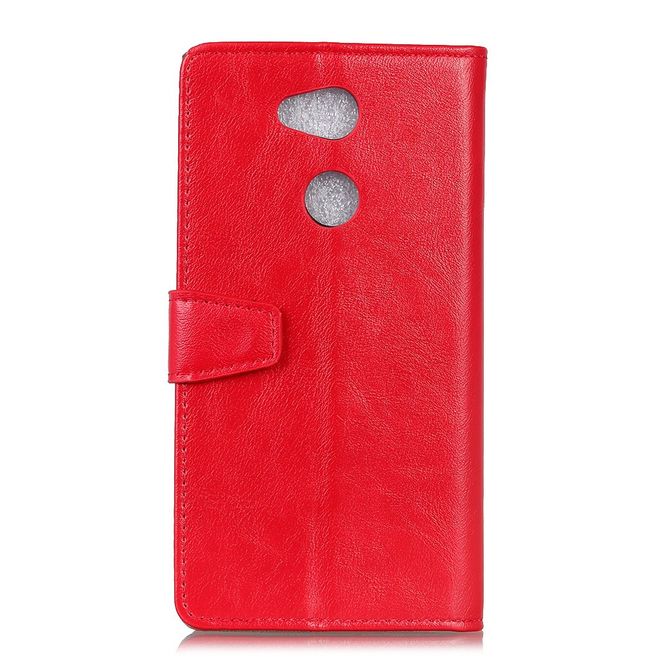 Sony Xperia L2 Handy Hülle - Crazy Horse Leder Case - mit Magnetverschluss und Standfunktion - rot